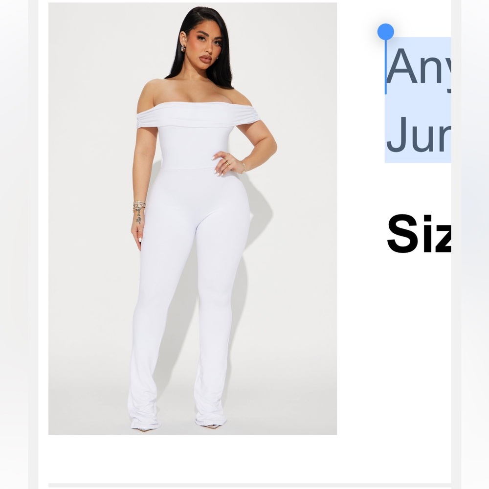 Fashion Nova White Off-Shoulder Jumpsuit